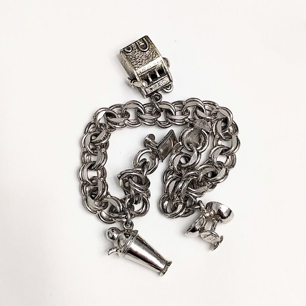 RARE Vintage Vegas-inspired Sterling Silver Charm Bracelet